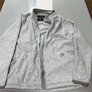 Carhartt® Women's Textured Full-Zip Fleece Jacket-Heather Grey-XL